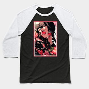 Aesthetic Anime Girl Pink Rosa Black | Quality Aesthetic Anime Design | Chibi Manga Anime Art Baseball T-Shirt